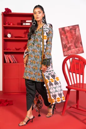 2 Pc Printed Lawn Shirt With Lawn Dupatta