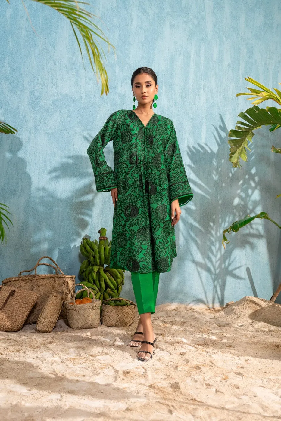 2 Pc Printed Poly Viscose Suit With Poly Viscose Trouser