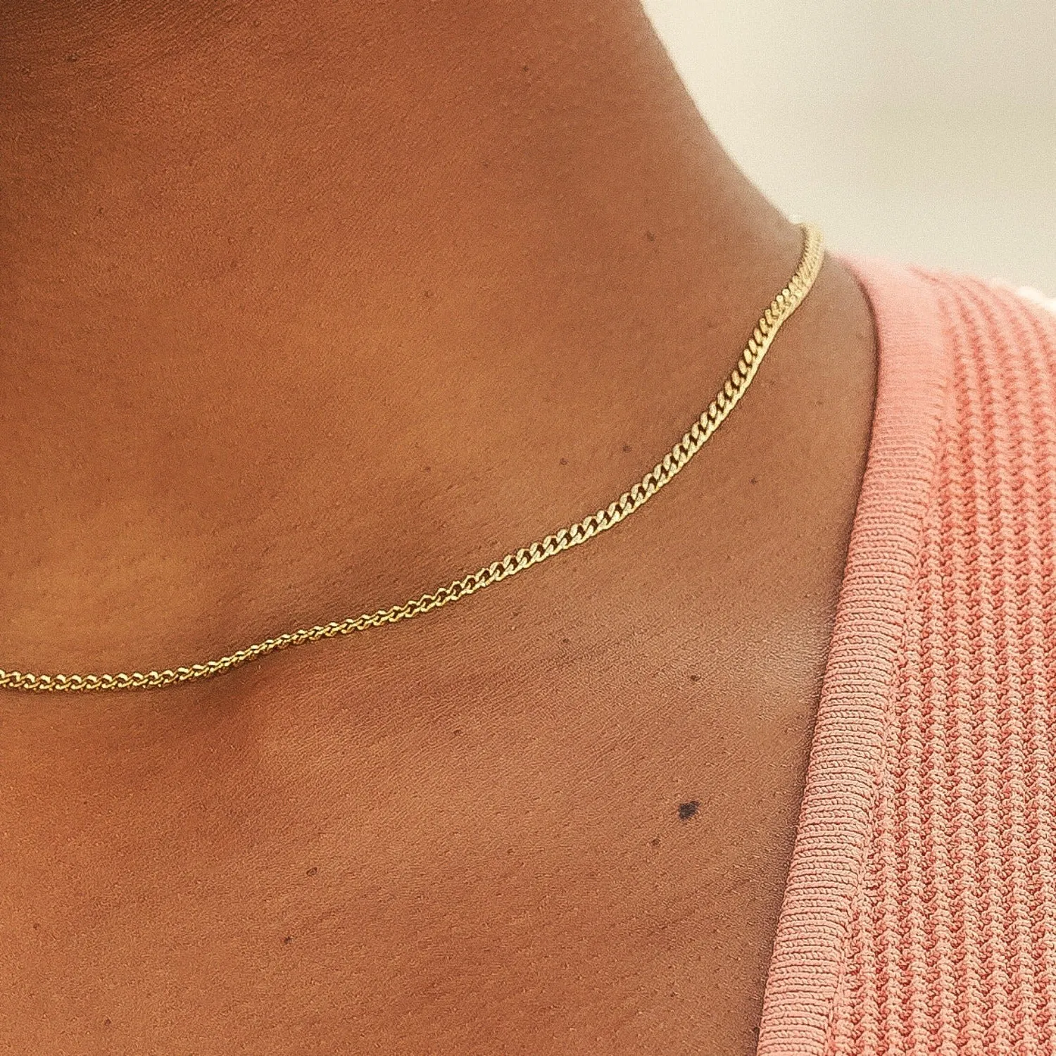 2MM Micro Cuban Necklace in Yellow Gold