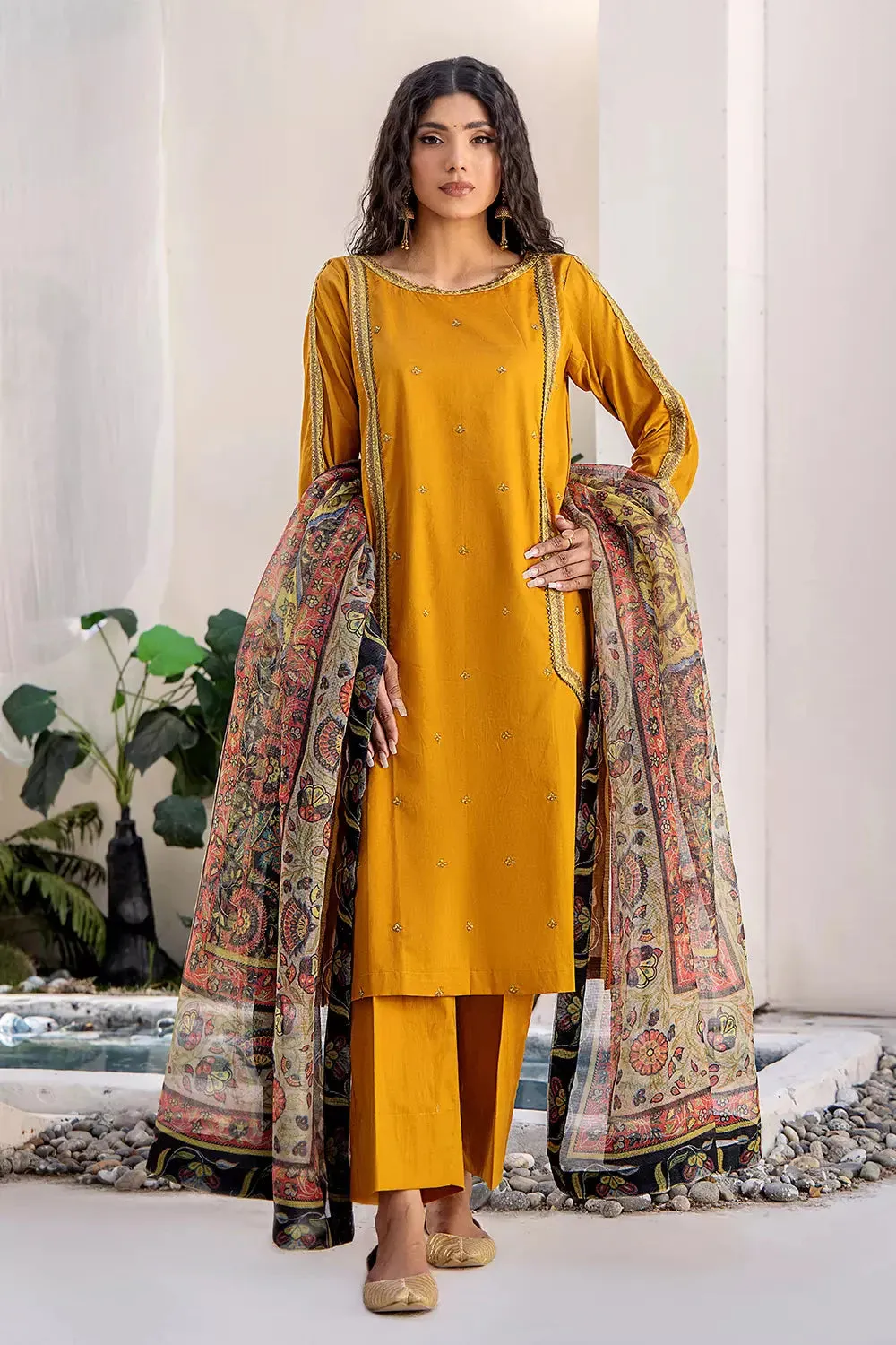 2PC Stitched Embroidered Lawn Shirt and Dupatta KSDE-2498