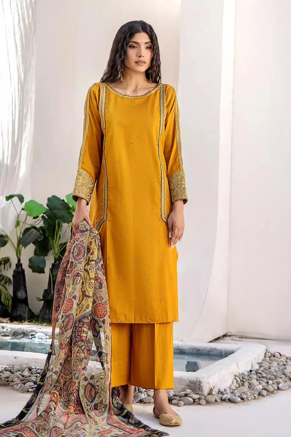 2PC Stitched Embroidered Lawn Shirt and Dupatta KSDE-2498