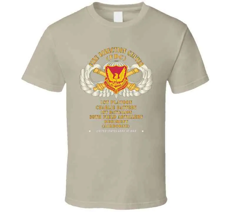 39th Field Artillery Regiment, 1st Platoon, Fdc, Charlie Battery, 1st Battalion Airborne - V1 Gold X 300 T Shirt