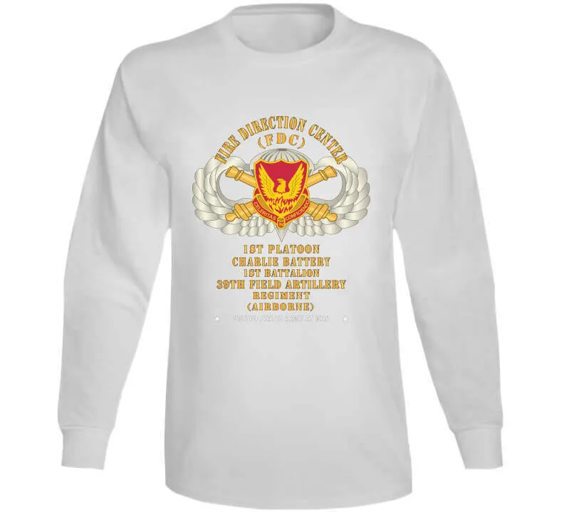 39th Field Artillery Regiment, 1st Platoon, Fdc, Charlie Battery, 1st Battalion Airborne - V1 Gold X 300 T Shirt