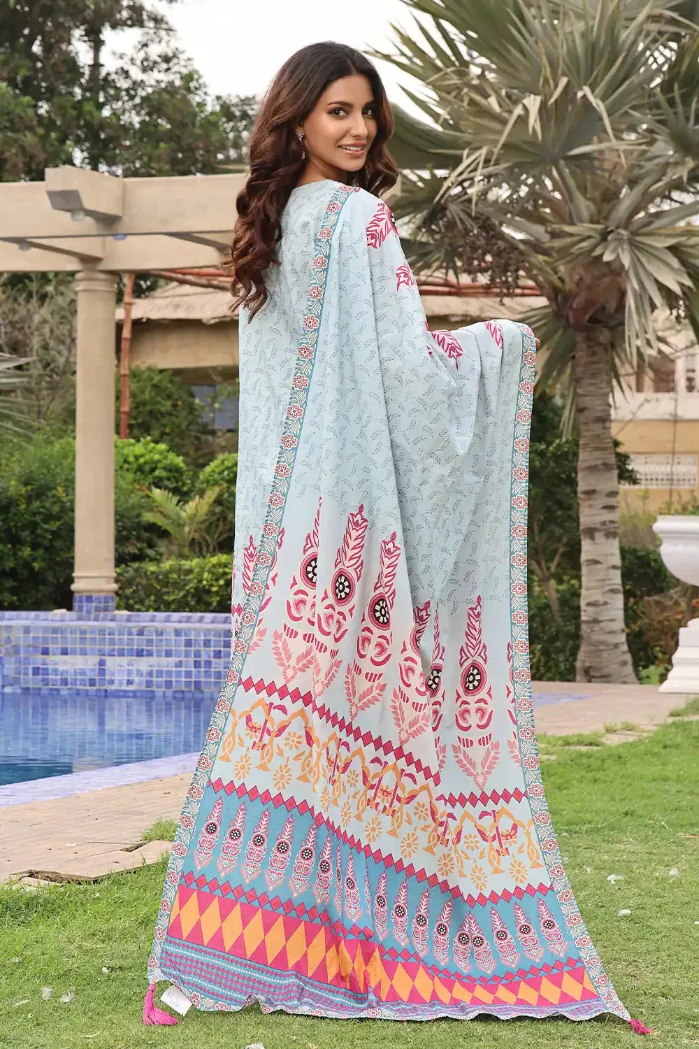 3PC Embroidered Unstitched Lawn Suit KL-2566