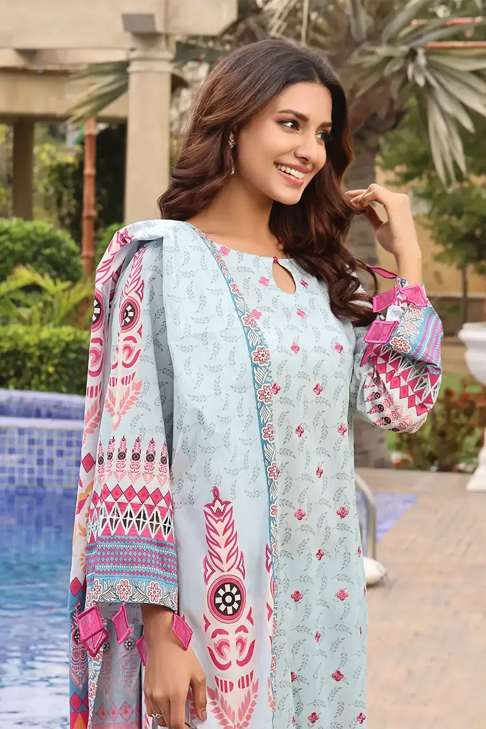 3PC Embroidered Unstitched Lawn Suit KL-2566