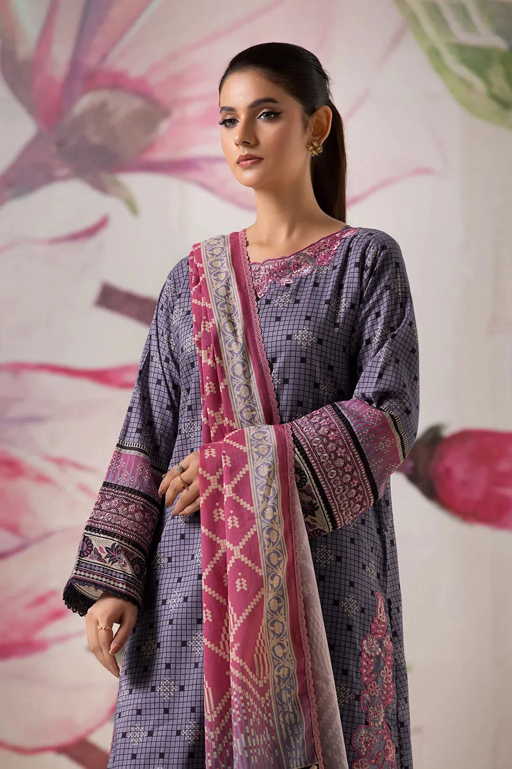 3PC Embroidered Unstitched Lawn Suit KL-2610