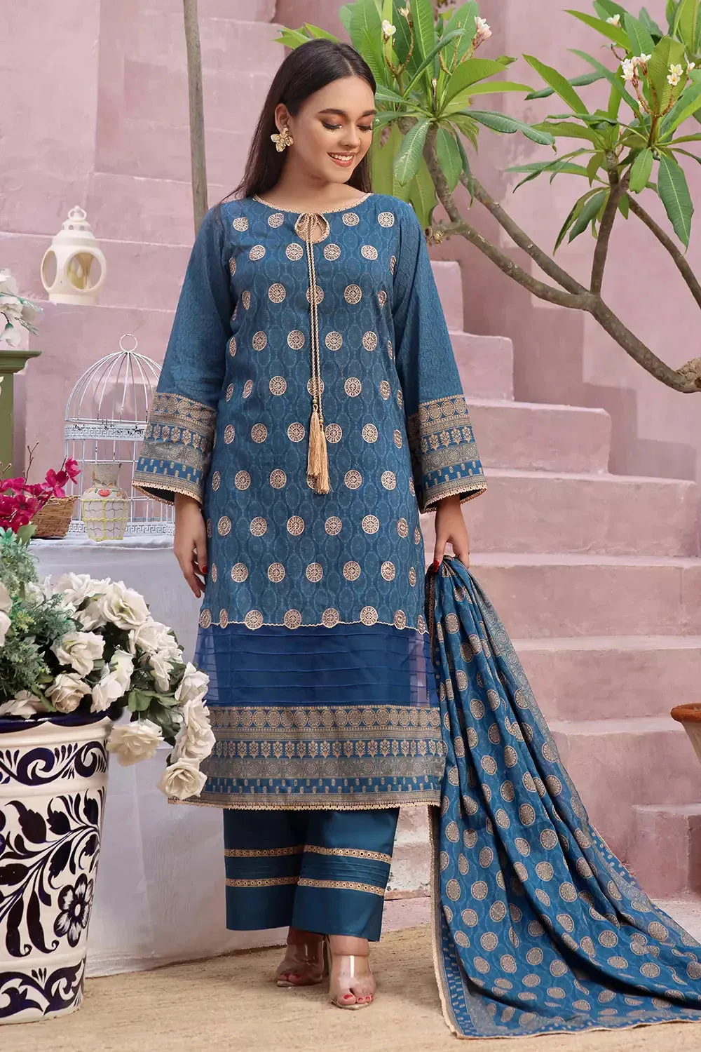 3PC Embroidered Unstitched Lawn Suit KL-2812