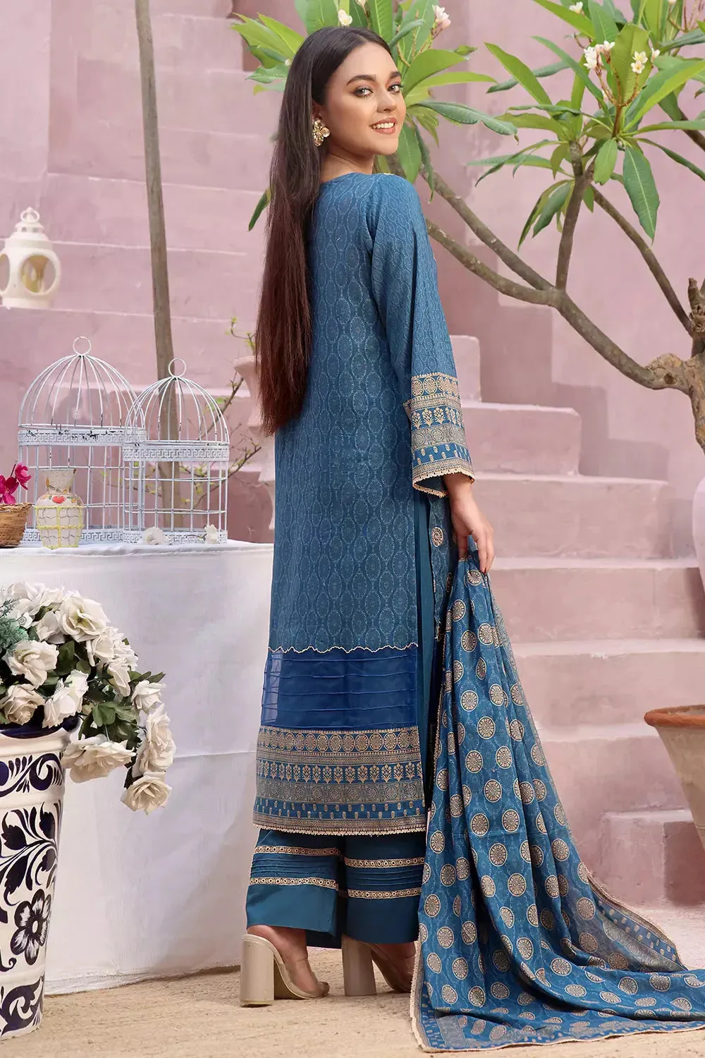 3PC Embroidered Unstitched Lawn Suit KL-2812