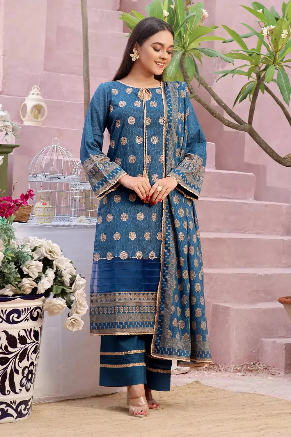 3PC Embroidered Unstitched Lawn Suit KL-2812