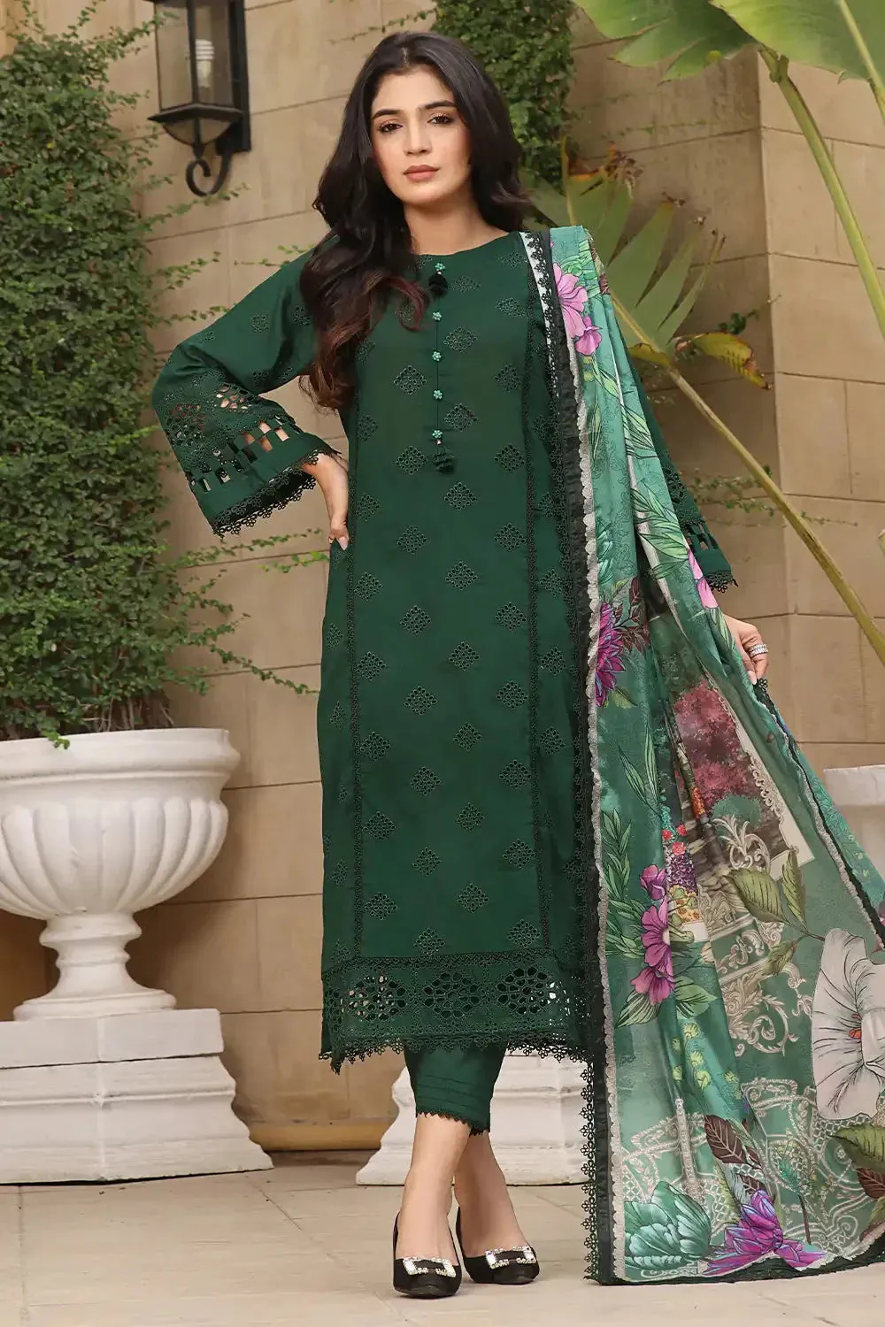 3PC Embroidered Unstitched Lawn Suit KSE-2458