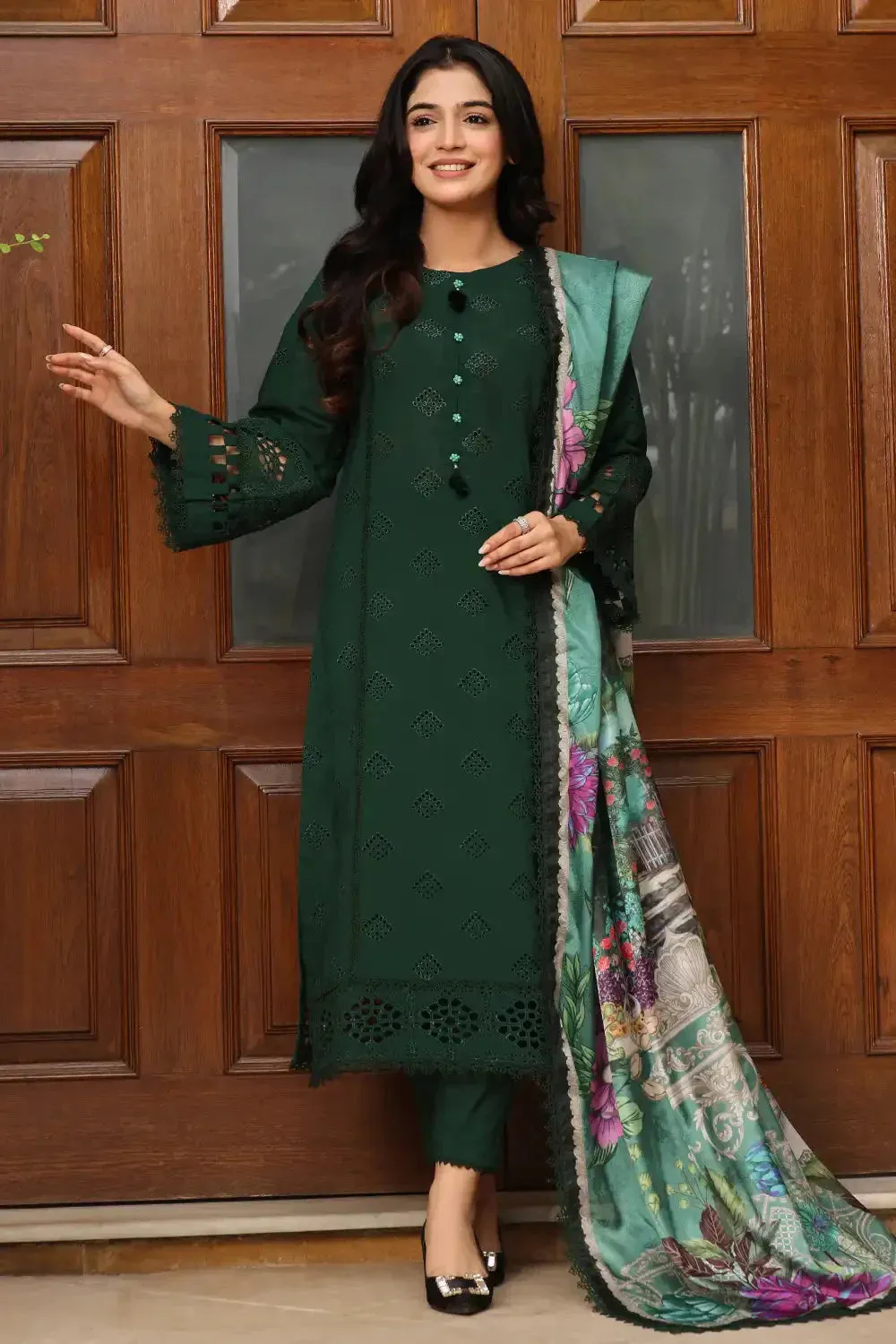 3PC Embroidered Unstitched Lawn Suit KSE-2458