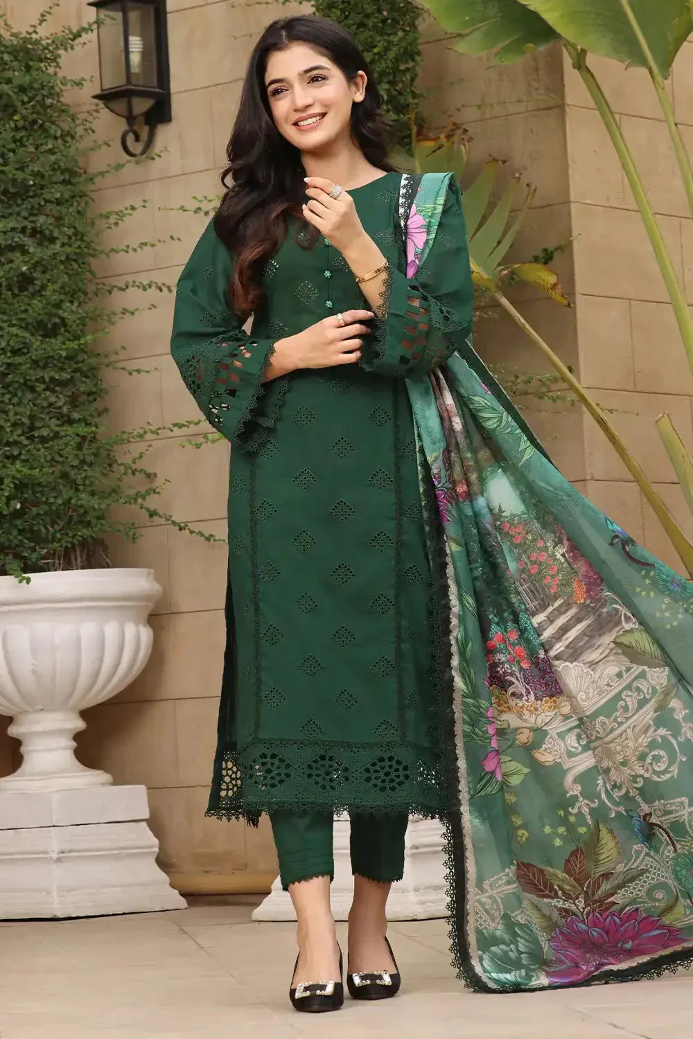 3PC Embroidered Unstitched Lawn Suit KSE-2458