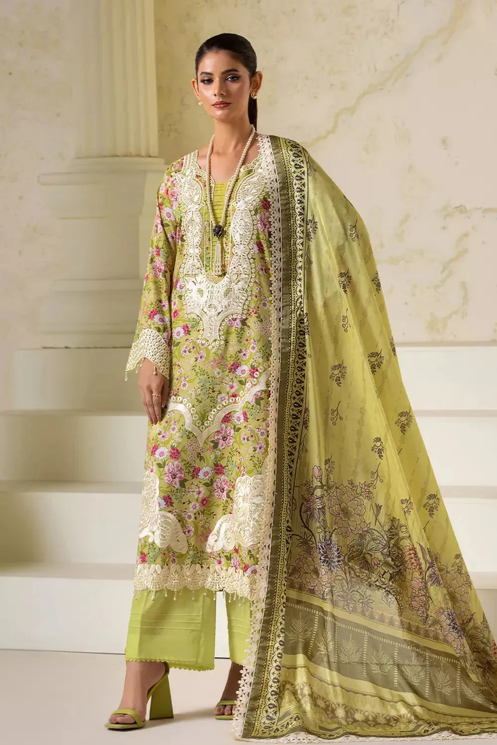 3PC Embroidered Unstitched Lawn Suit KSE-2724