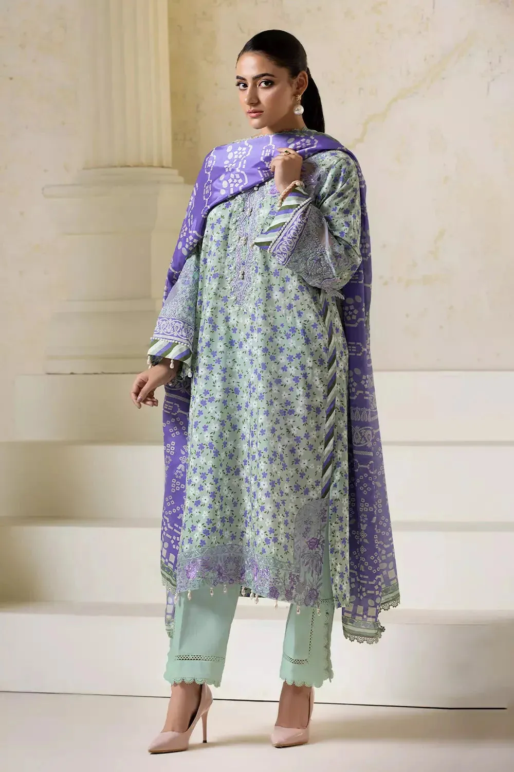 3PC Embroidered Unstitched Lawn Suit KSE-2727