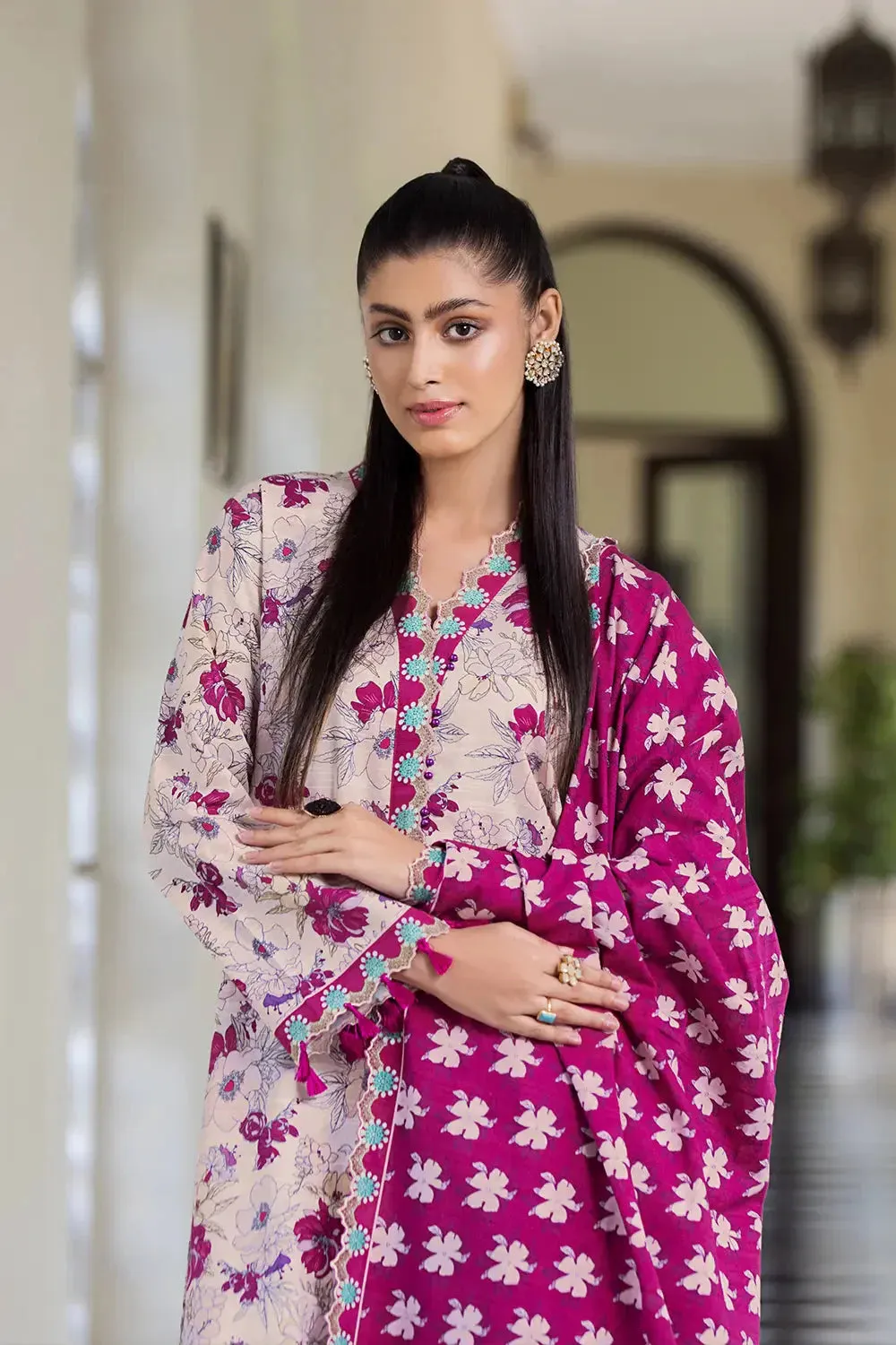 3PC Printed Unstitched Khaddar Suit KKH-2906