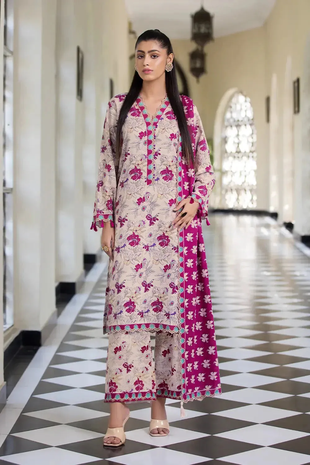 3PC Printed Unstitched Khaddar Suit KKH-2906