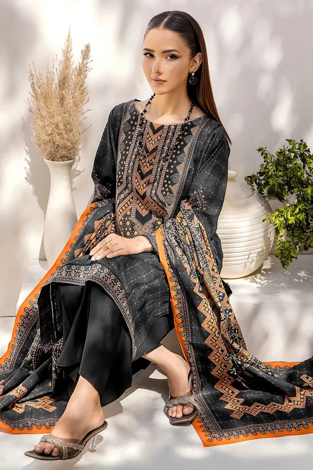 3PC Printed Unstitched Lawn Suit KLA-2417