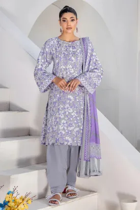 3PC Printed Unstitched Lawn Suit KLA-2707 Grey