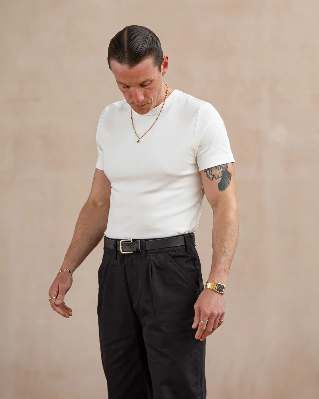 Vintage-Inspired Off White 50s Crafted T-Shirt