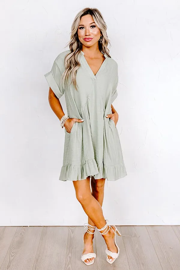 Adore The Shore Babydoll Dress In Pear