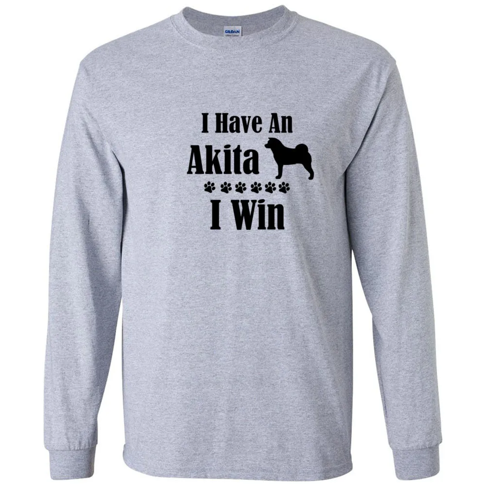 Akita I Win Unisex Gildan Ultra Cotton Long Sleeve T-Shirt