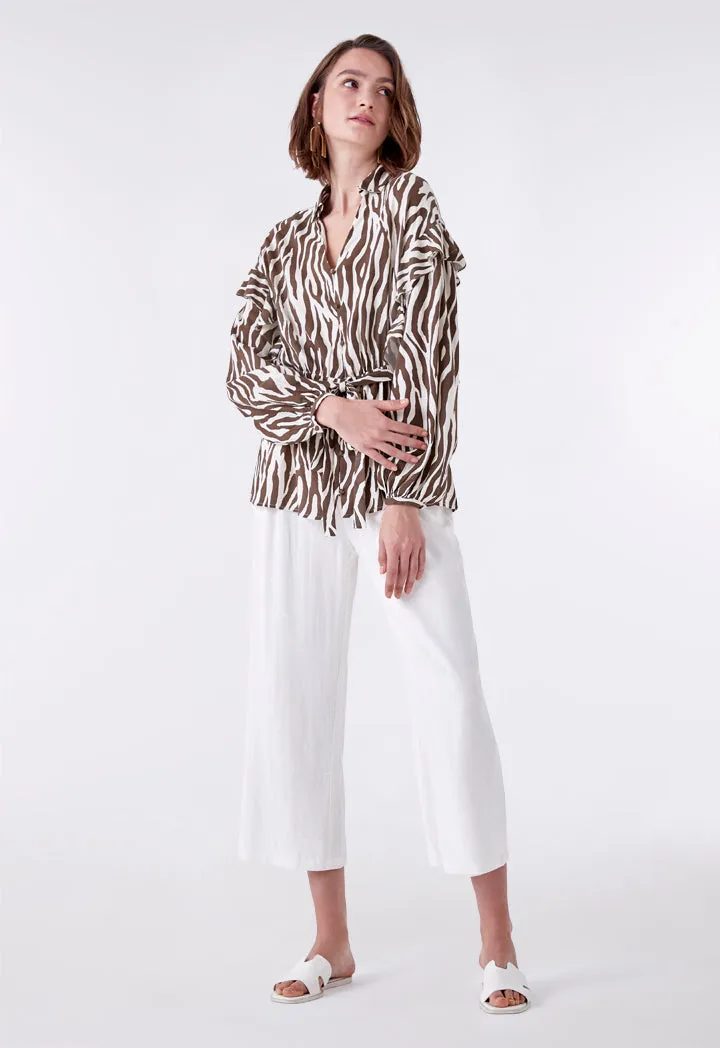 Animal Print Elastic Waist Shirt