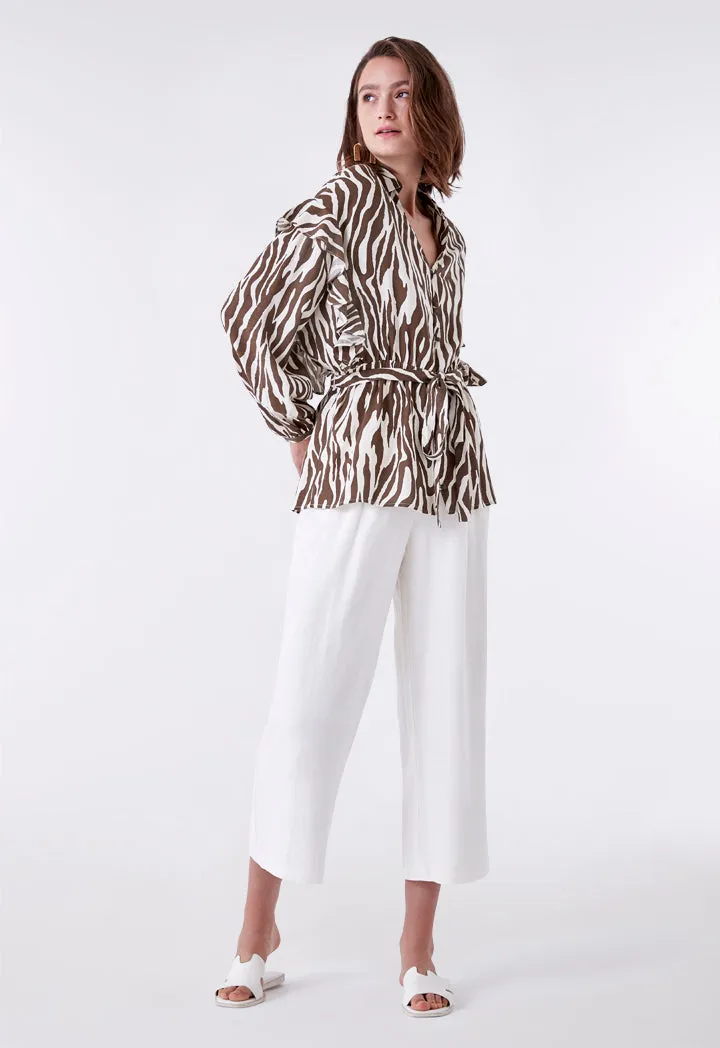 Animal Print Elastic Waist Shirt