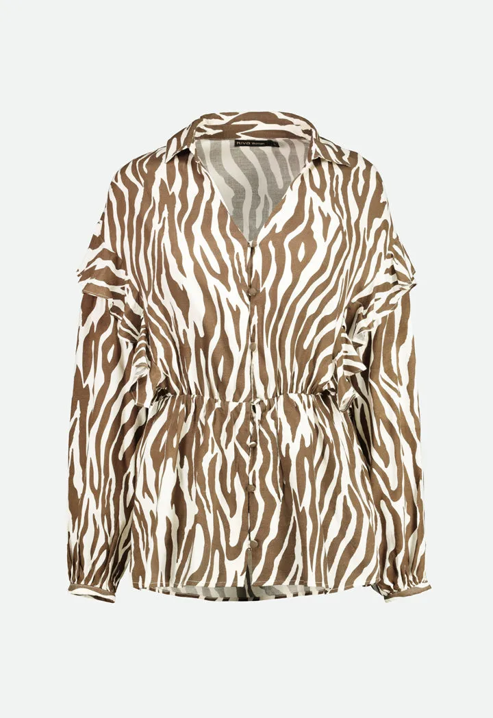 Animal Print Elastic Waist Shirt