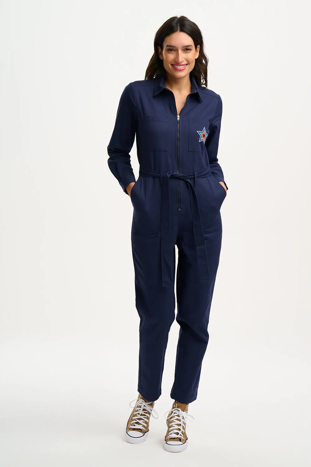 Anwen Boilersuit - Navy, Rainbow Star