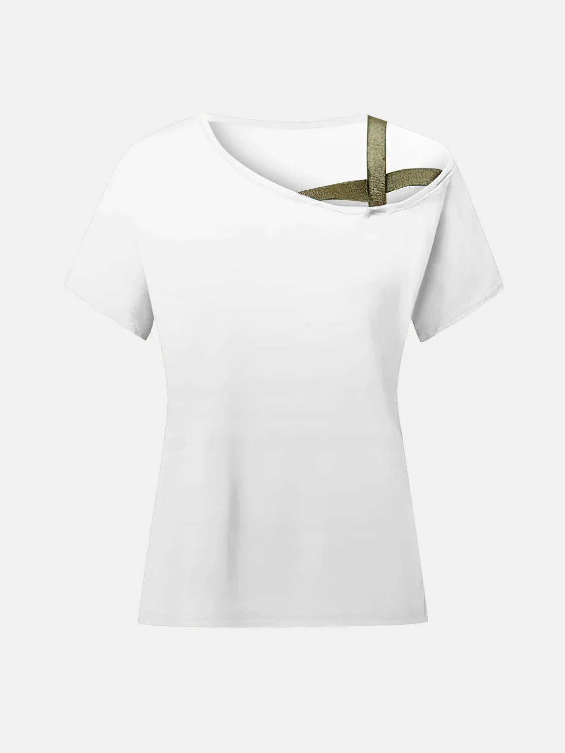 Asymmetrical Neck Short Sleeve T-Shirt