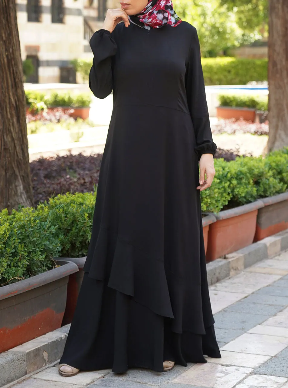 Asymmetrical Ruffle Abaya