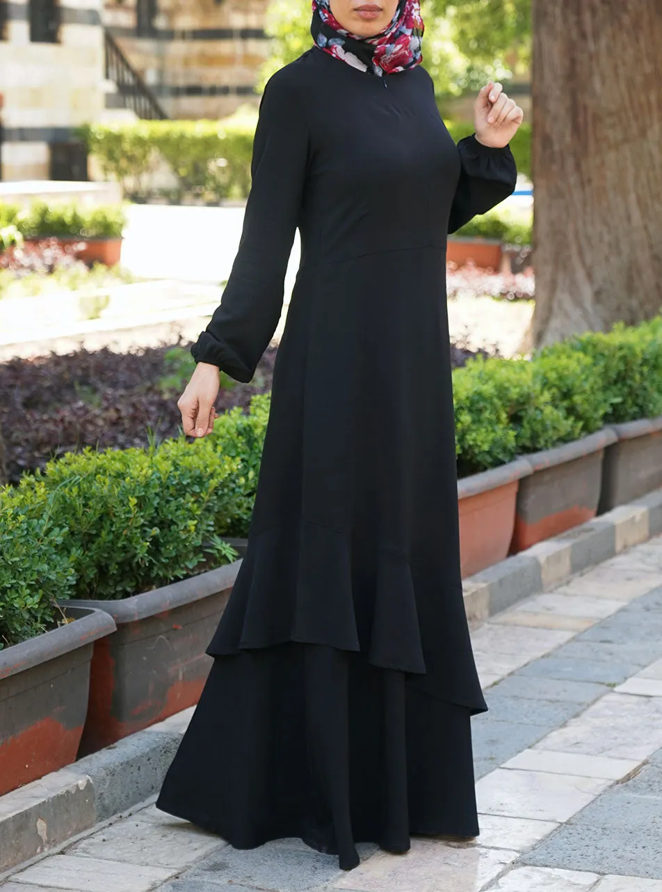 Asymmetrical Ruffle Abaya