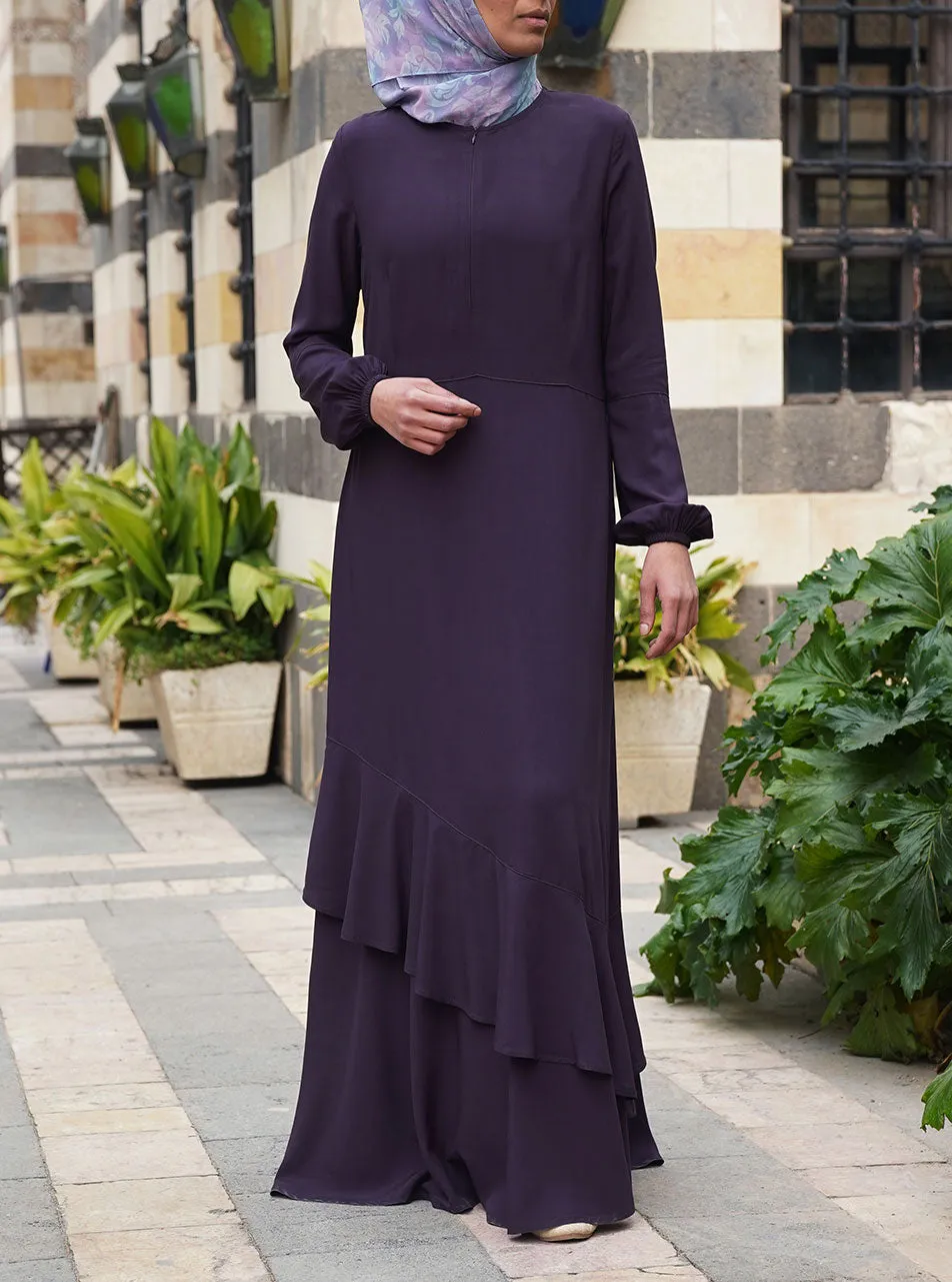 Asymmetrical Ruffle Abaya