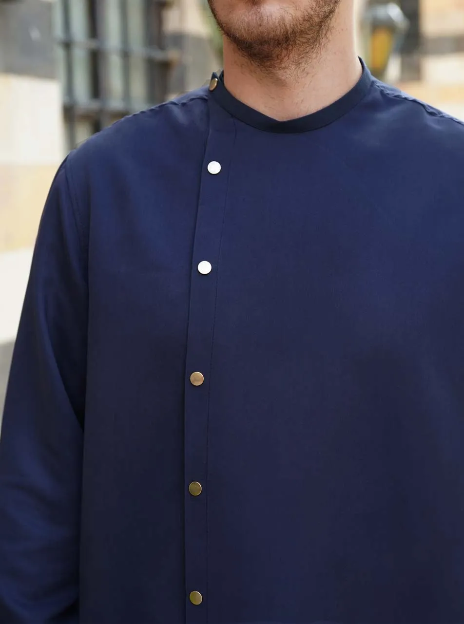 Asymmetrical Snap Button Shirt