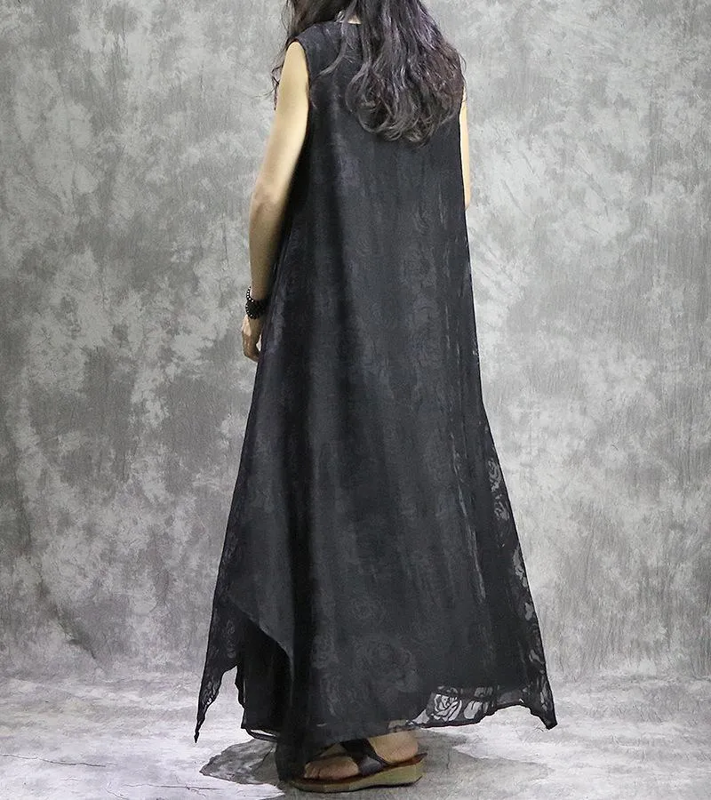 Babakud Silk Cotton Retro Long Sleeveless Dress