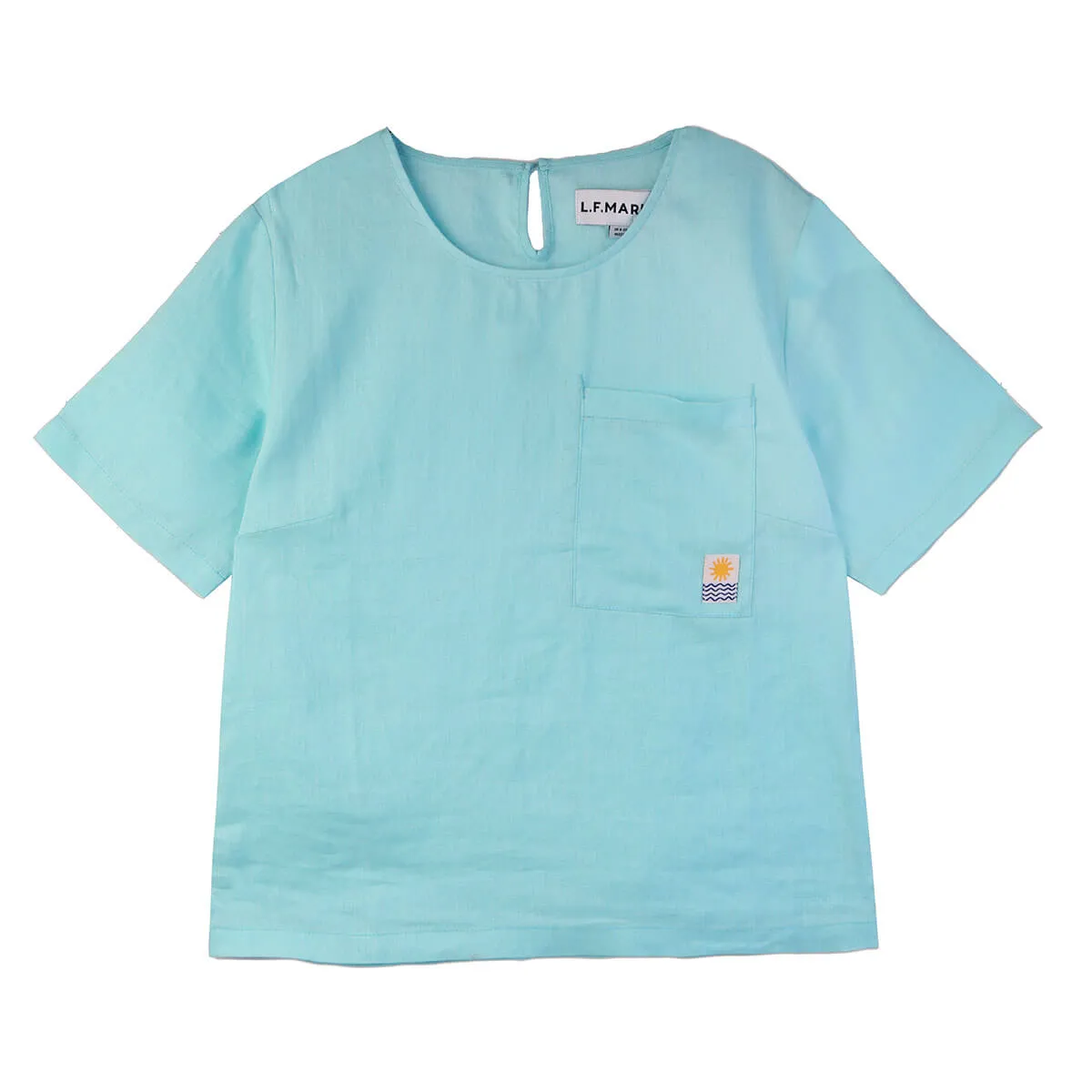 Basic Linen T-Shirt in Aqua by L.F.Markey