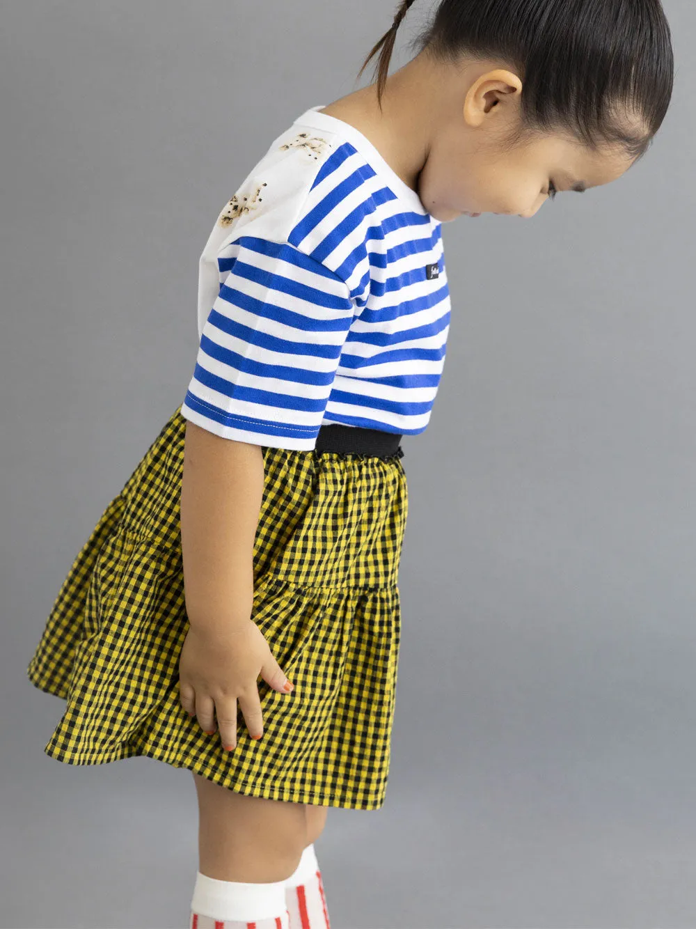 Bear Print Blue Stripes T- Shirt