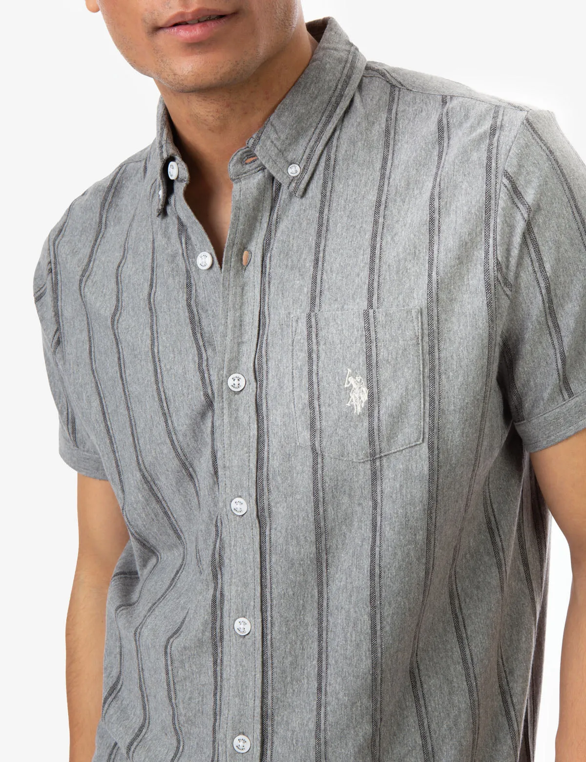 BIRDSEYE STRIPED JERSEY SHIRT