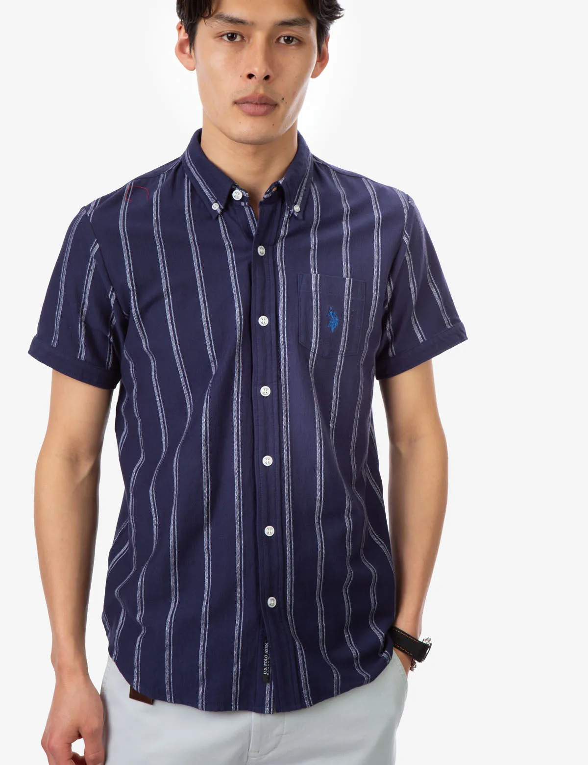 BIRDSEYE STRIPED JERSEY SHIRT