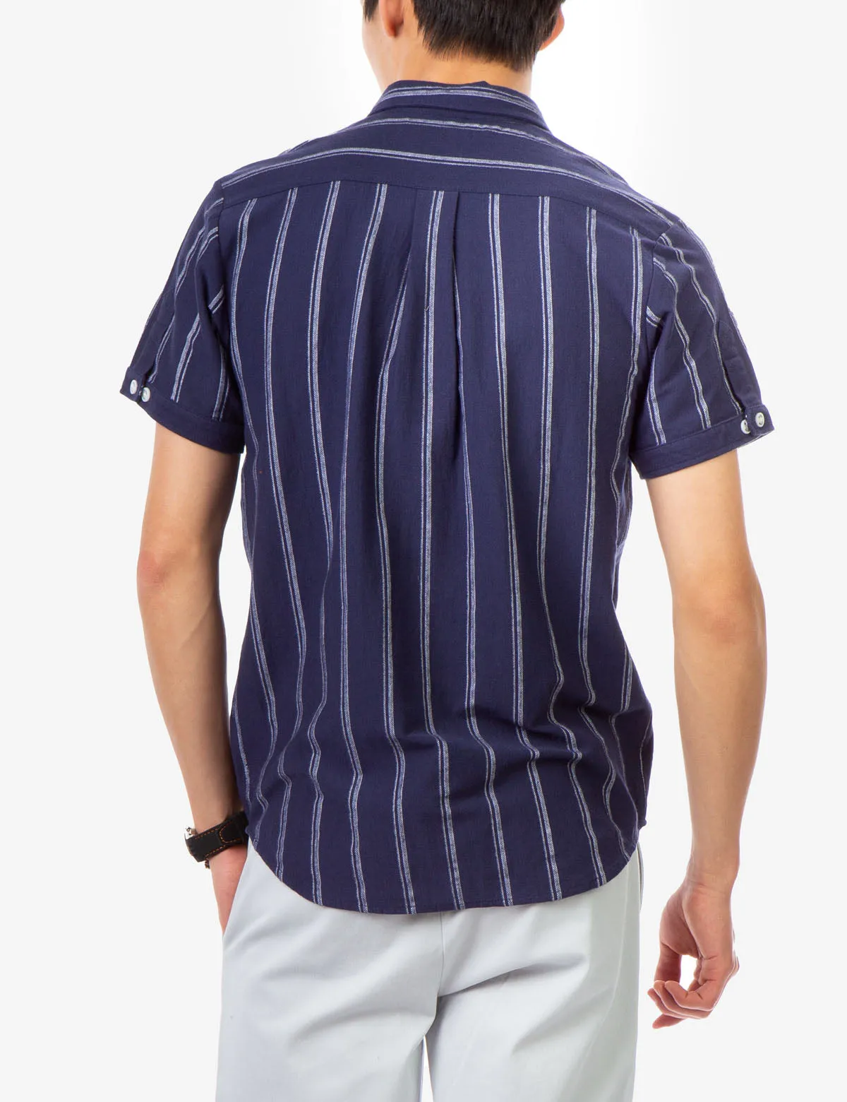 BIRDSEYE STRIPED JERSEY SHIRT