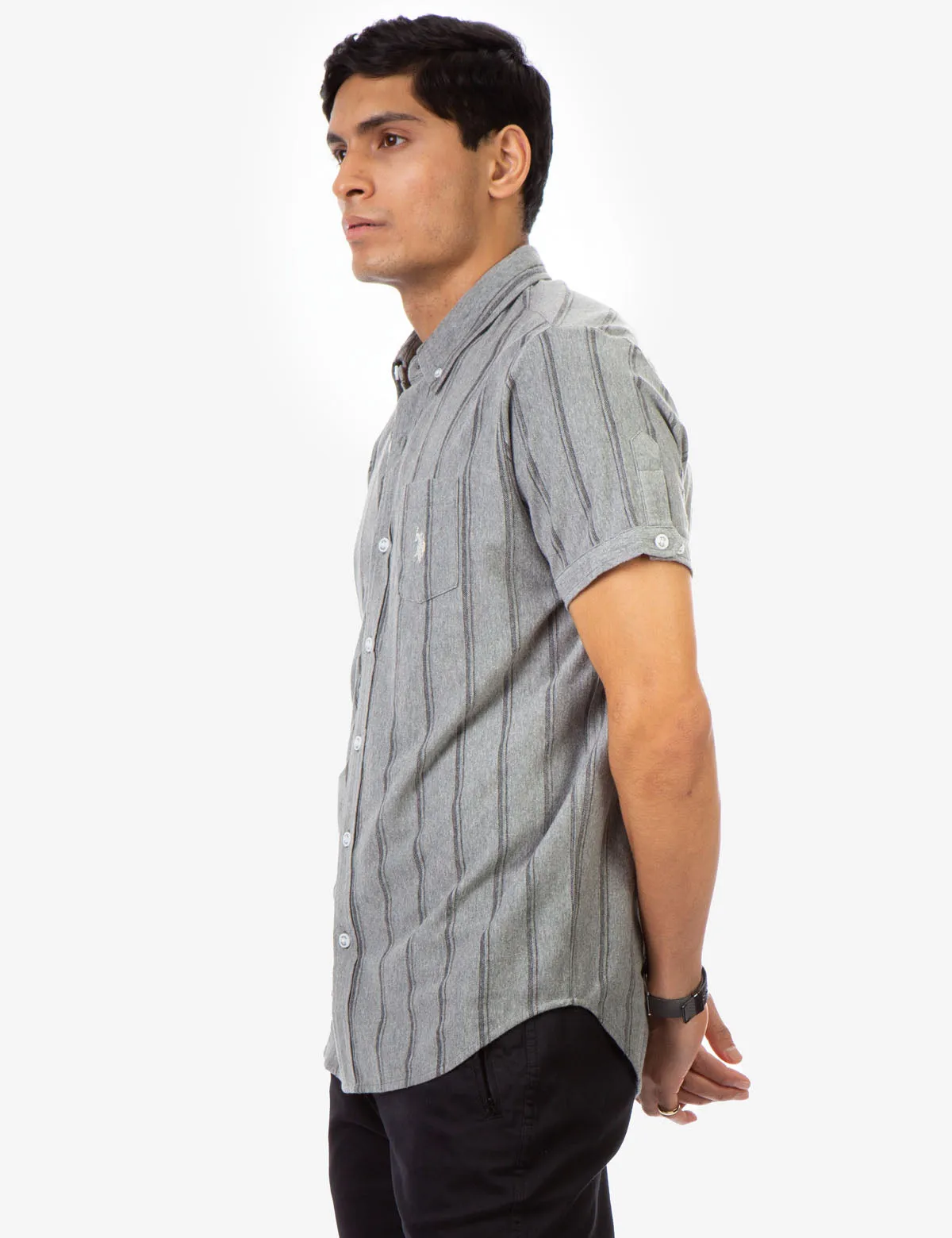 BIRDSEYE STRIPED JERSEY SHIRT