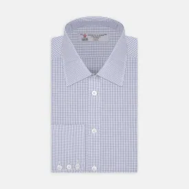 Blue Grid Check Shirt with T&A Collar and 3-Button Cuffs