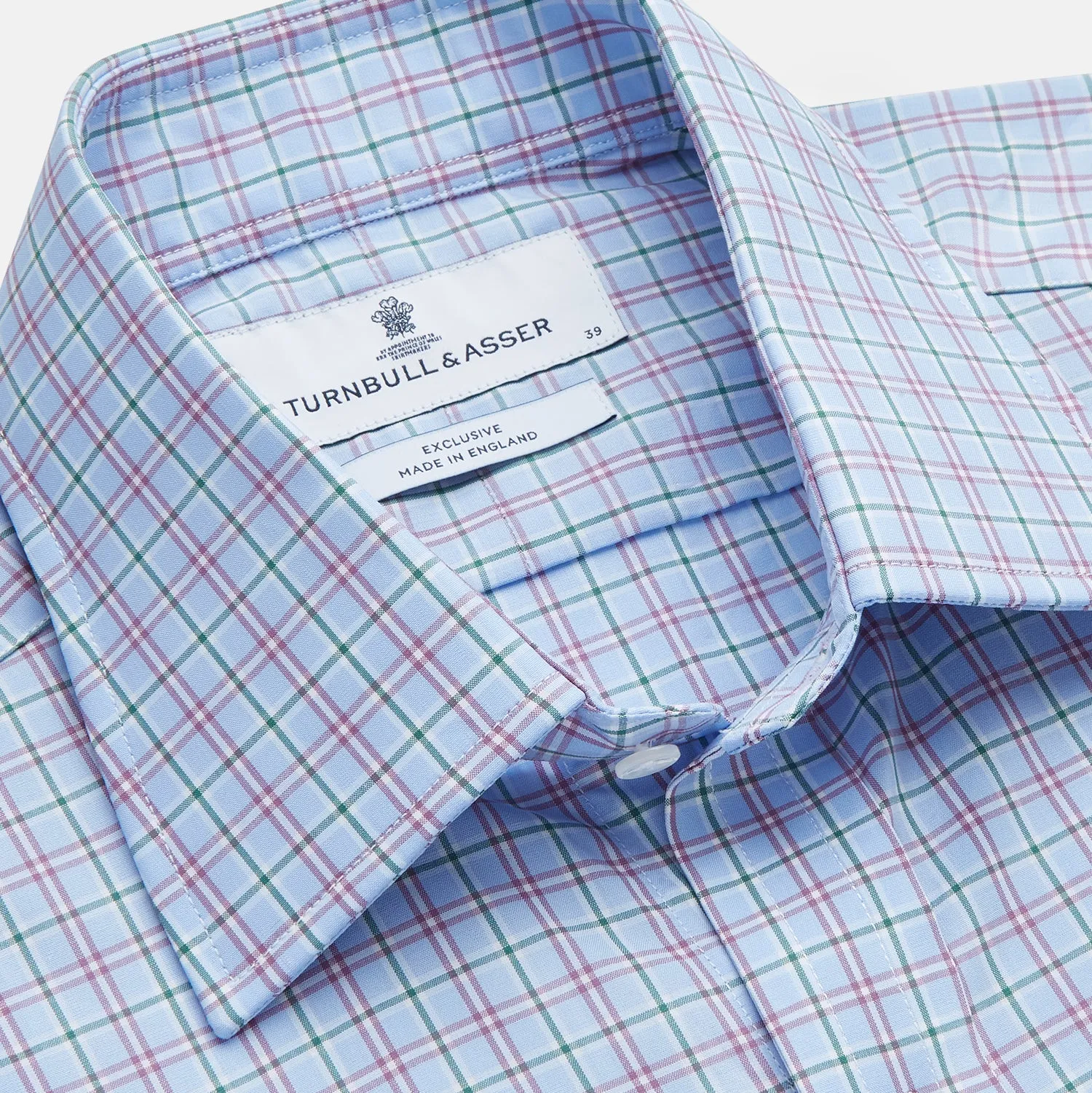 Blue, Purple & Green Check Regular Fit Shirt with T&A Collar and 3 Button Cuffs