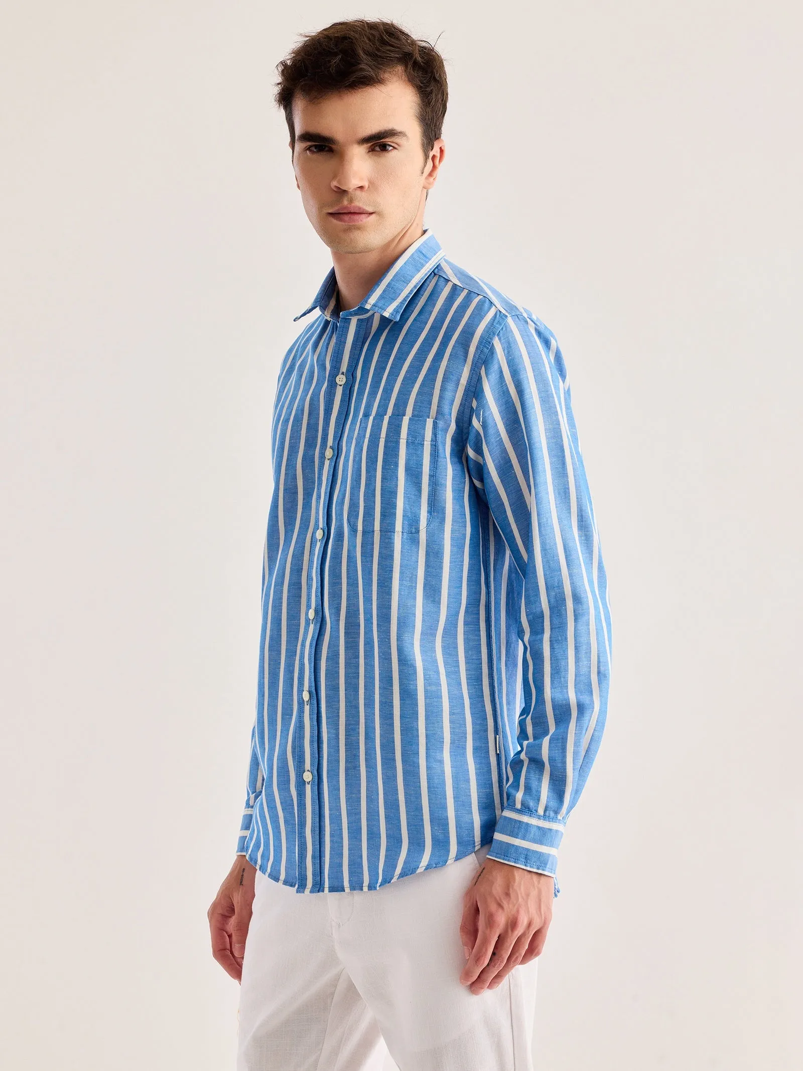 Blue Striped Linen Shirt