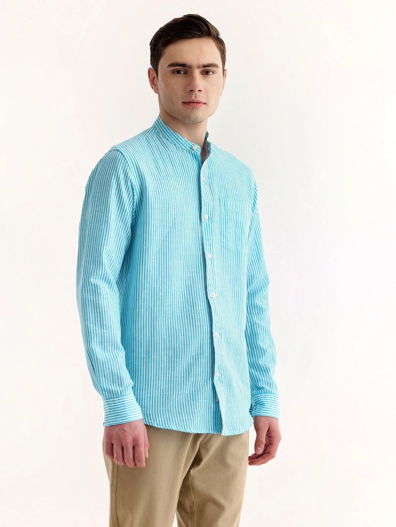 Blue Striped Linen Shirt