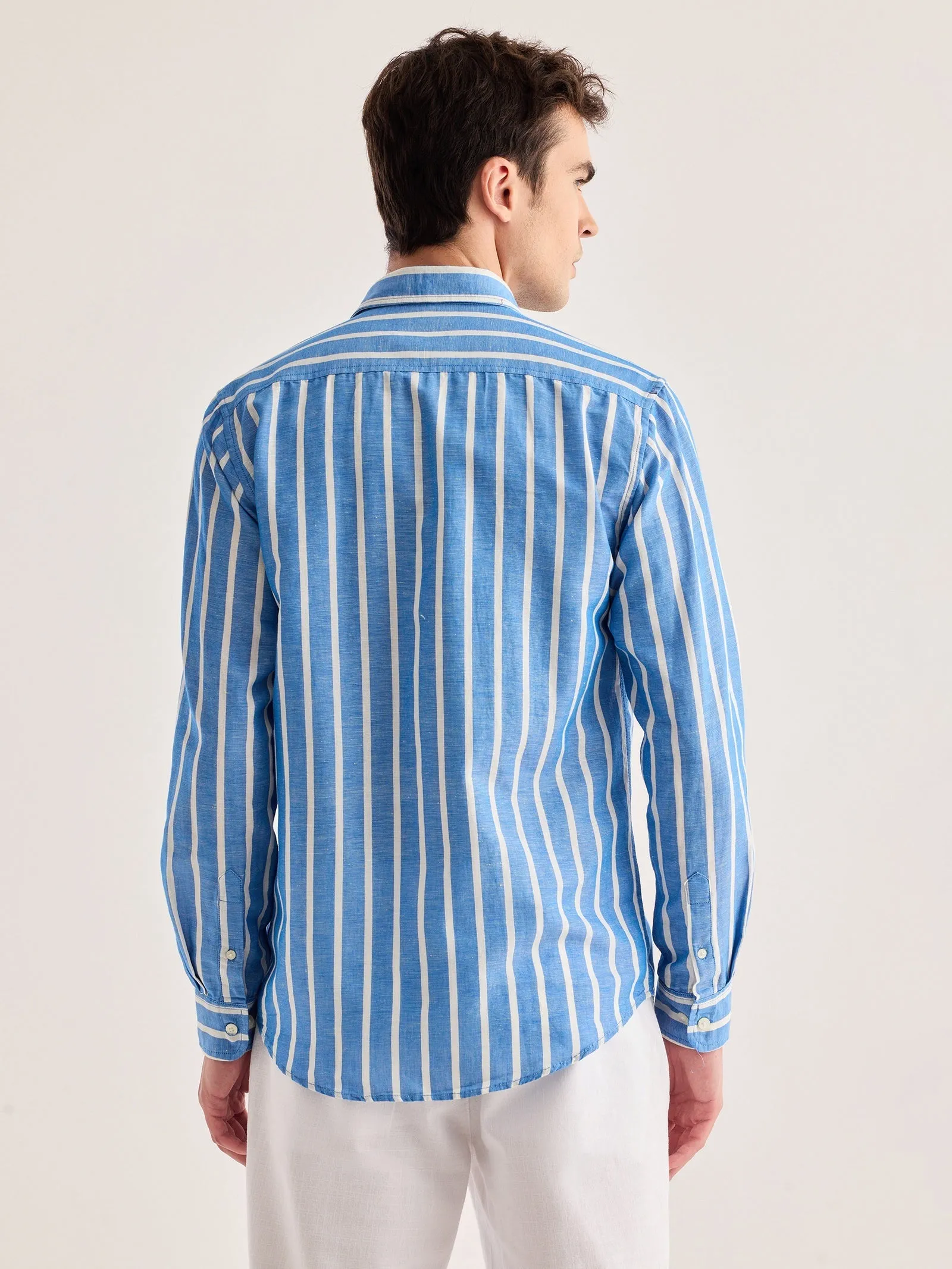 Blue Striped Linen Shirt