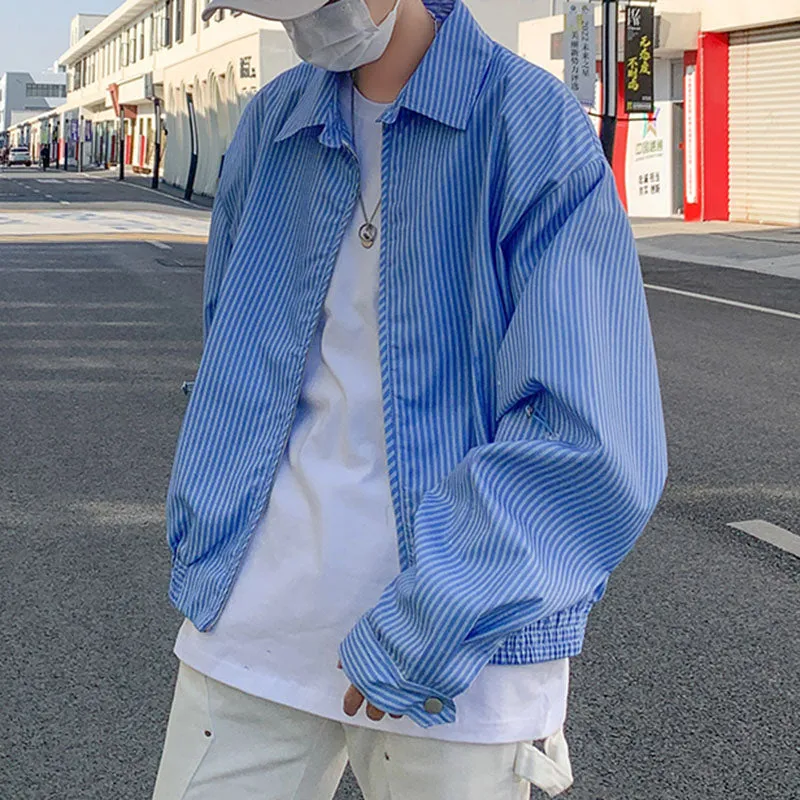 Blue Striped Waist Jacket