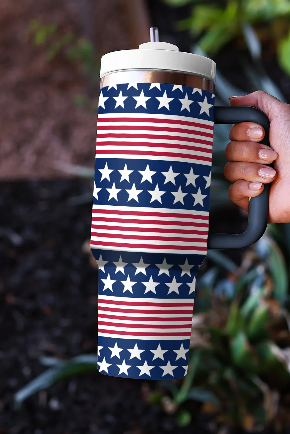 Bluing Stars and Stripes Print Handled Thermos Cup 1200ml