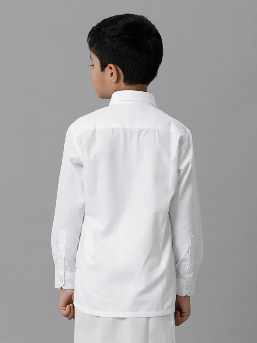 Boys Cotton Full Sleeves White Shirt