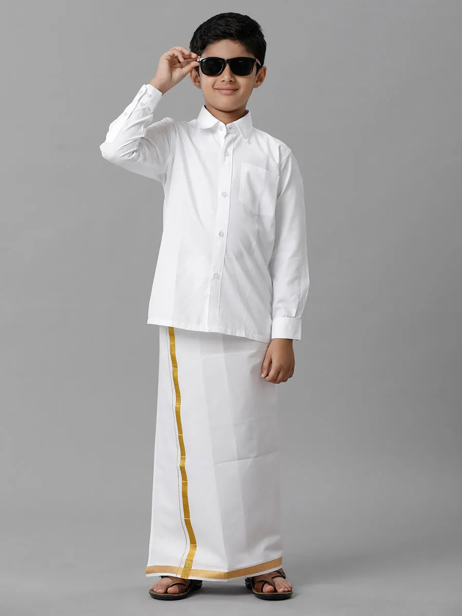 Boys Cotton Full Sleeves White Shirt